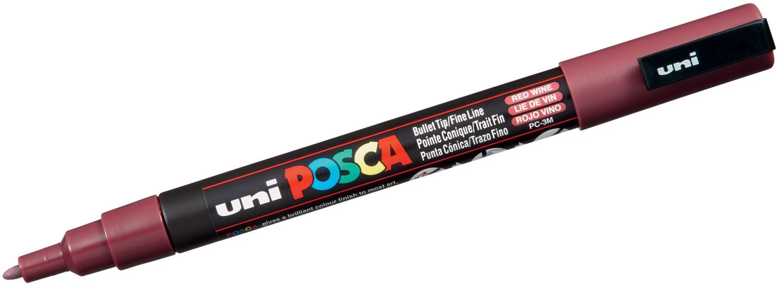 Перманентен маркер с объл връх Uni Posca - PC-3M, 1.5 mm, винено-червен