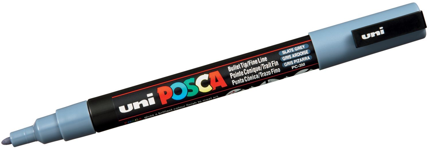 Перманентен маркер с объл връх Uni Posca - PC-3M, 1.5 mm, шистово-сив