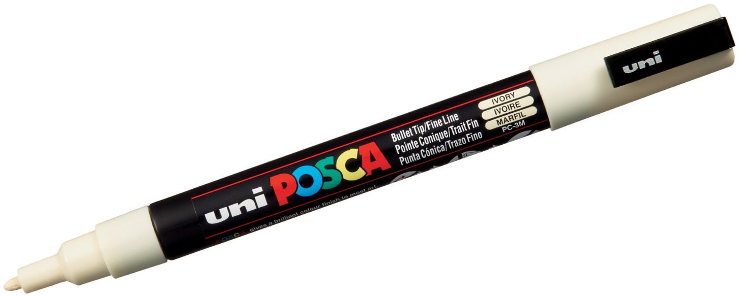 Перманентен маркер с объл връх Uni Posca - PC-3M, 1.5 mm, слонова кост