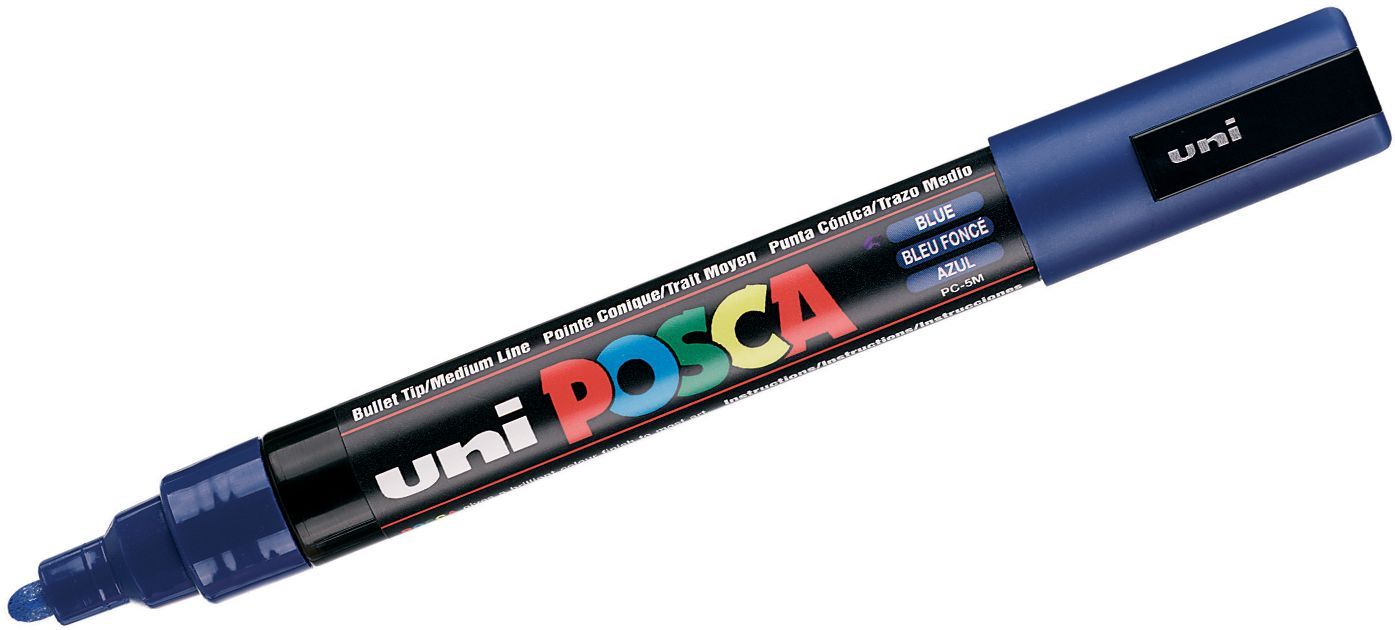 Перманентен маркер с объл връх Uni Posca - PC-5M, 2.5 mm, син