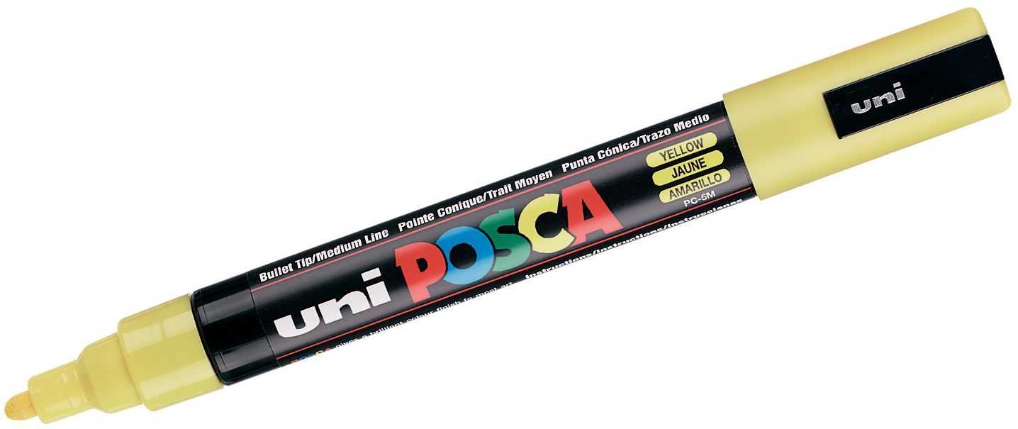 Перманентен маркер с объл връх UNI POSCA - PC-5M, 2.5 mm, жълт