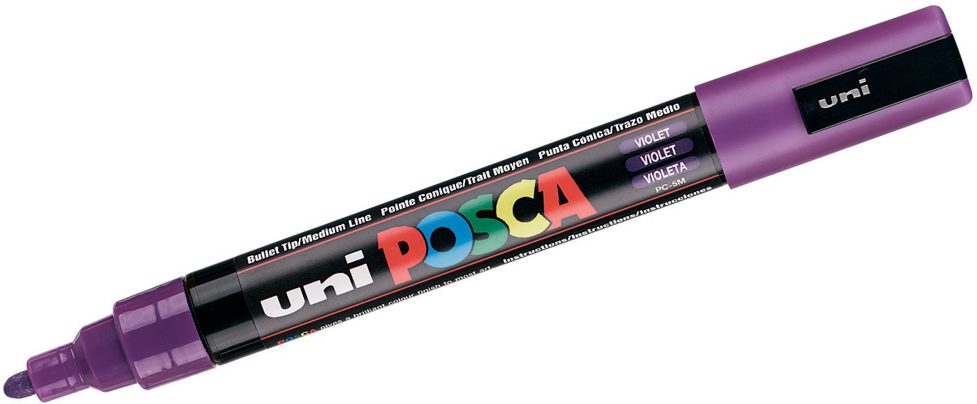 Перманентен маркер с объл връх UNI POSCA - PC-5M, 2.5 mm, лилав