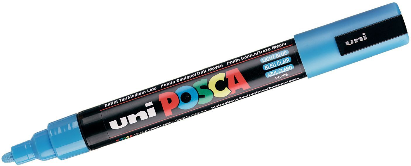 Перманентен маркер с объл връх UNI POSCA - PC-5M, 2.5 mm, светлосин