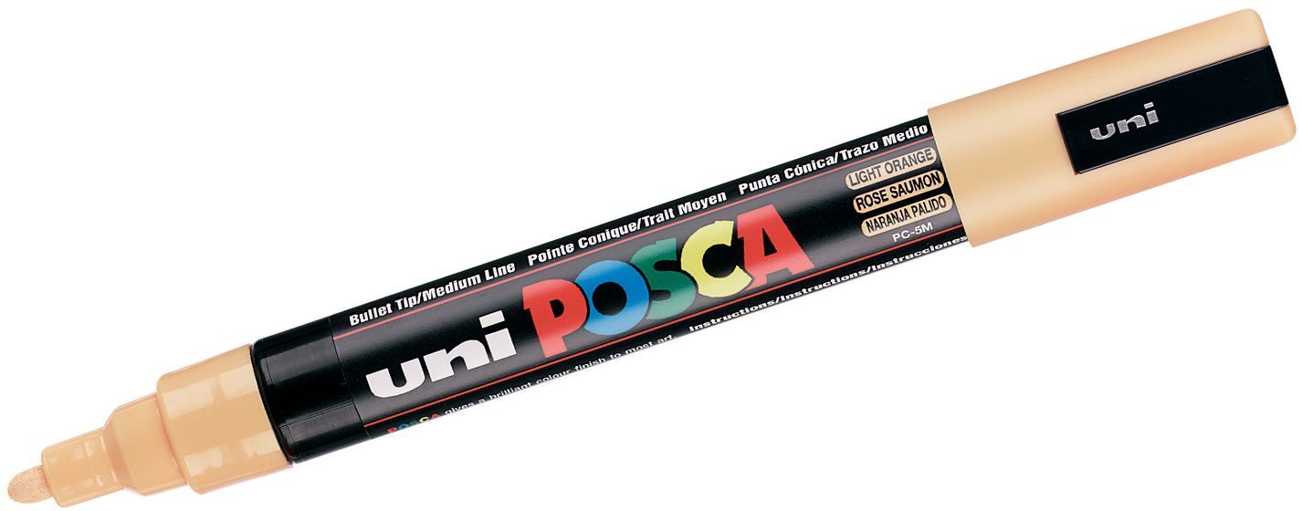 Перманентен маркер с объл връх UNI POSCA - PC-5M, 2.5 mm, бледооранжев