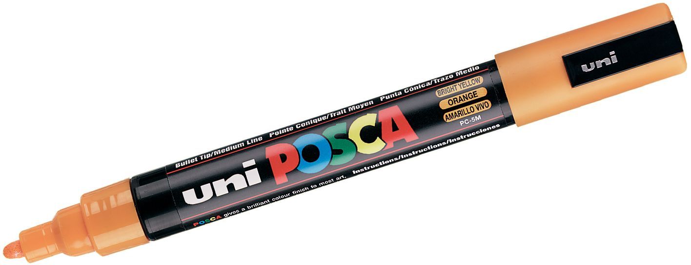 Перманентен маркер с объл връх UNI POSCA - PC-5M, 2.5 mm, бледожълт