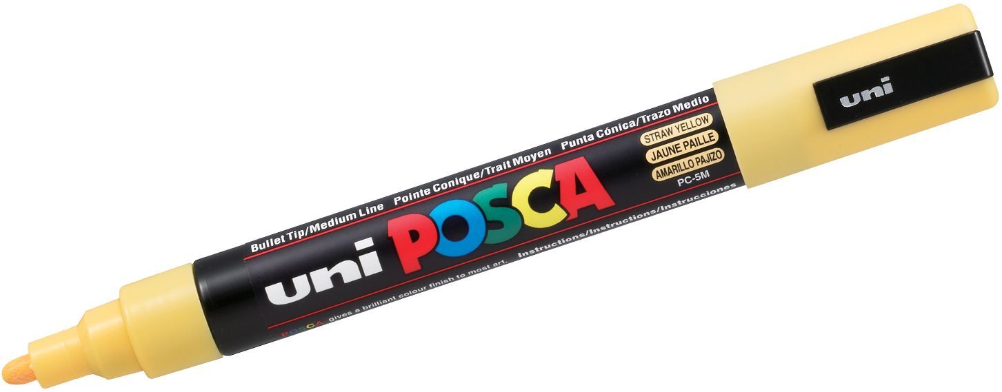 Перманентен маркер с объл връх UNI POSCA - PC-5M, 2.5 mm, сламено жълт