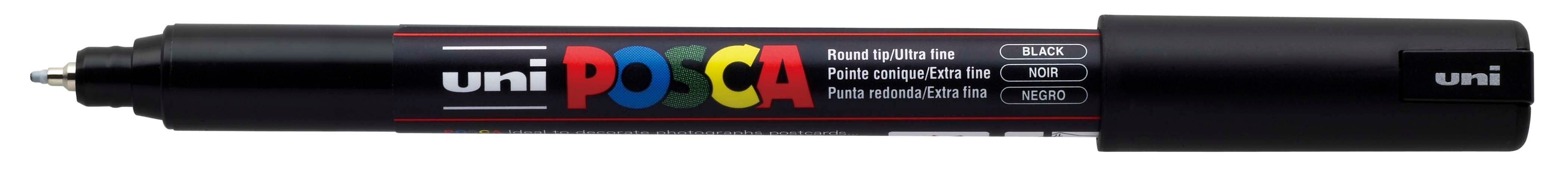 Перманентен маркер Uniball Posca на водна основа – Черен, 1.0 mm