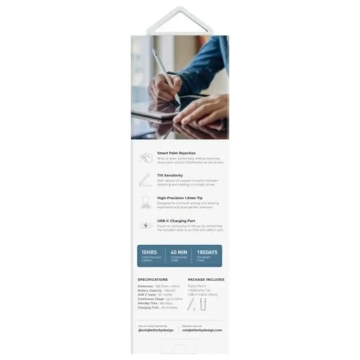 Uniq Pixo Lite 2.0 магнитен стилус за iPad - бял