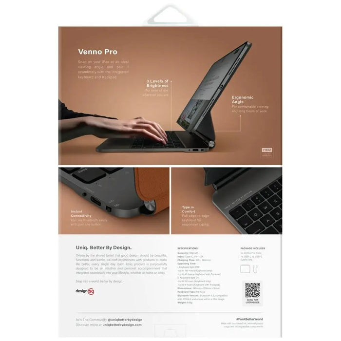 Uniq Venno Pro Magnetic Smart Keyboard Case за iPad 11’’