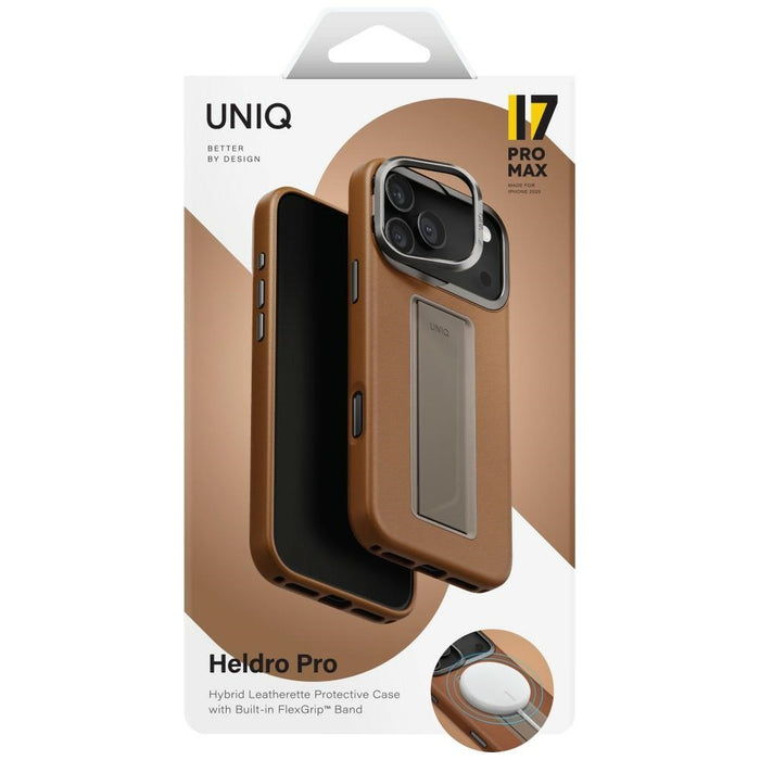 Uniq Heldro Pro Magclick калъф за зареждане за iPhone 17 Pro Max - кафяв