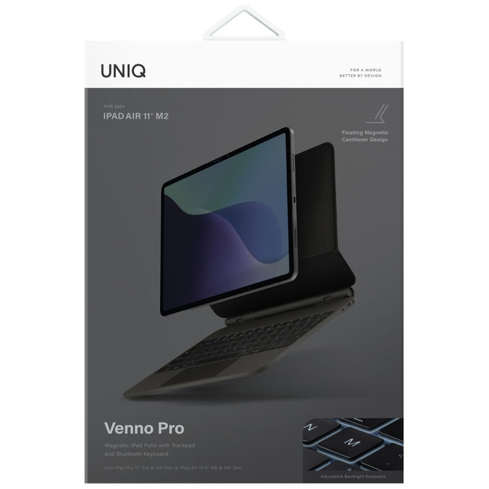 Uniq Venno Pro Magnetic Smart Case с клавиатура за iPad Air 10.9" (2020/2022) / Pro 11" (2021/2022) / Air 11" (2024/2025/2026) - Черен