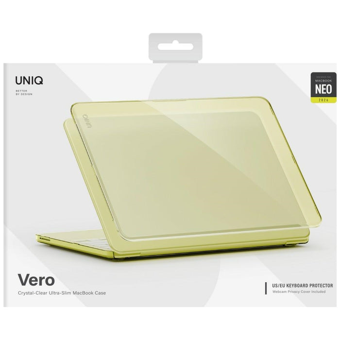 Uniq Vero калъф за MacBook Neo - полупрозрачно жълт