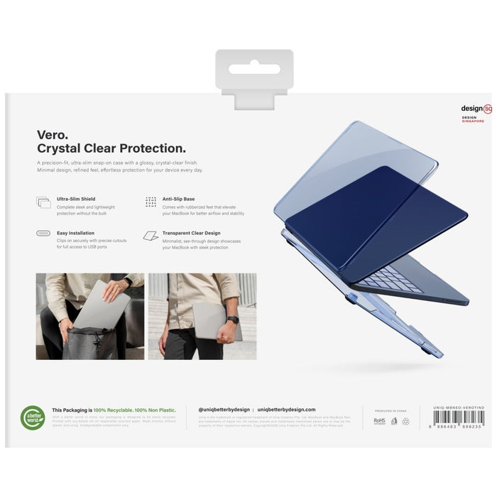 Uniq Vero калъф за MacBook Neo - полупрозрачен, тъмносин