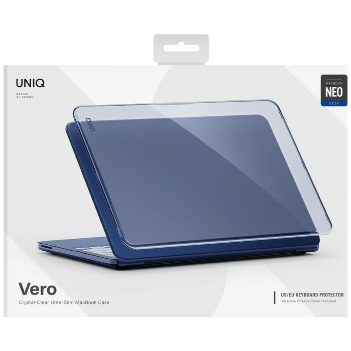 Uniq Vero калъф за MacBook Neo - полупрозрачен, тъмносин
