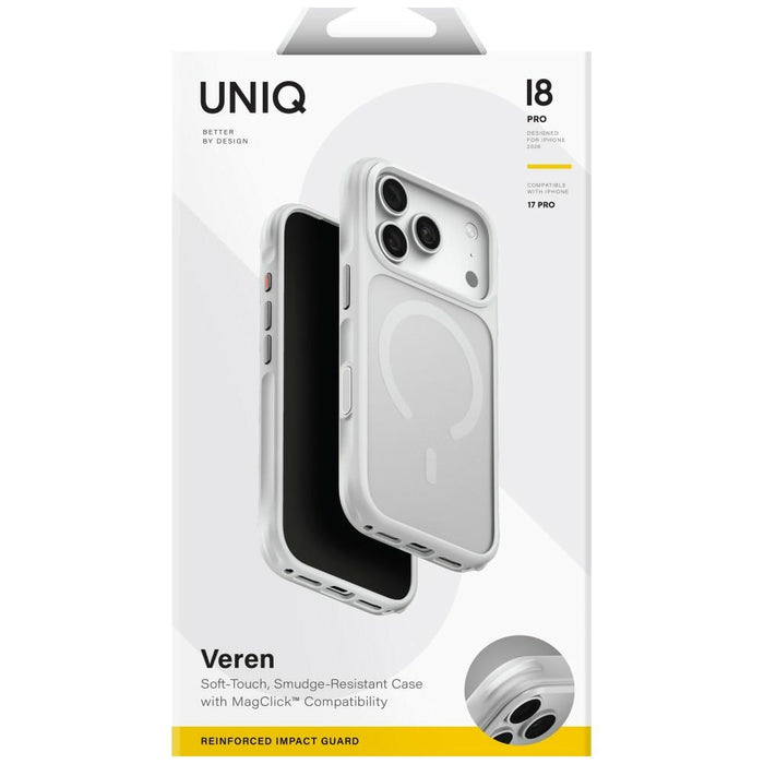 Uniq Veren Magclick калъф за зареждане за iPhone 18 Pro / 17 Pro - бял