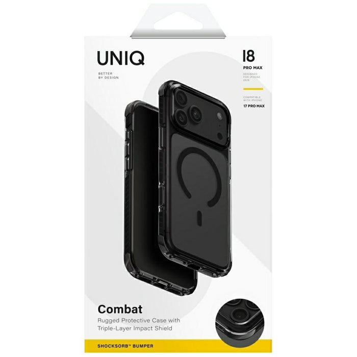 Uniq Combat Magclick калъф за зареждане за iPhone 18 Pro Max / 17 Pro Max - черен