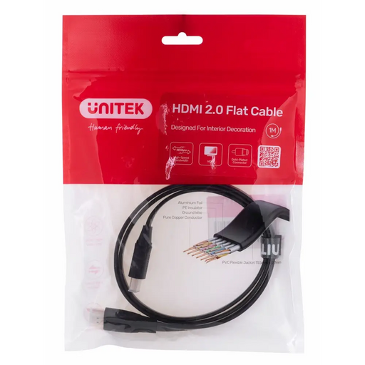 UNITEK 2.0 4K60HZ FLAT 1M C11063BK-1M HDMI кабел 1 m HDMI