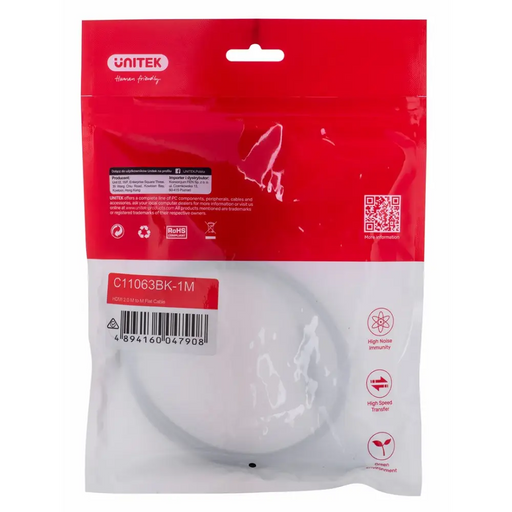 UNITEK 2.0 4K60HZ FLAT 1M C11063BK-1M HDMI кабел 1 m HDMI
