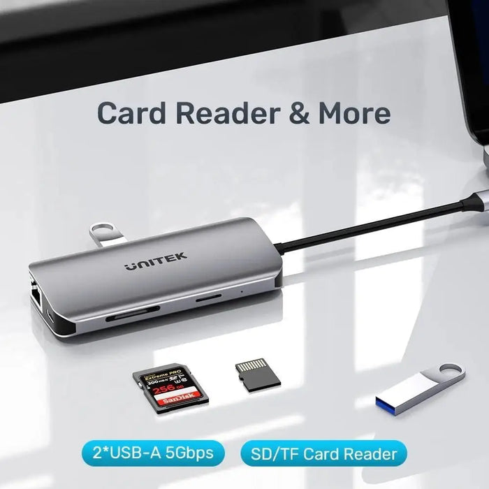UNITEK ACTIVE HUB USB-C 2X HDMI 4K RJ45 PD 100W