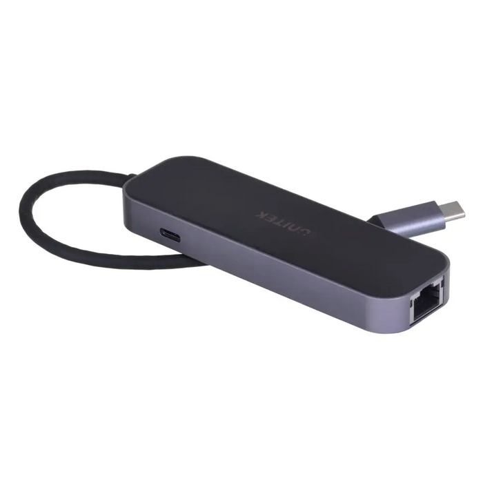 UNITEK ХЪБ USB-C 3.1,RJ-45,3XUSB-A,HDMI,4K,PD100W