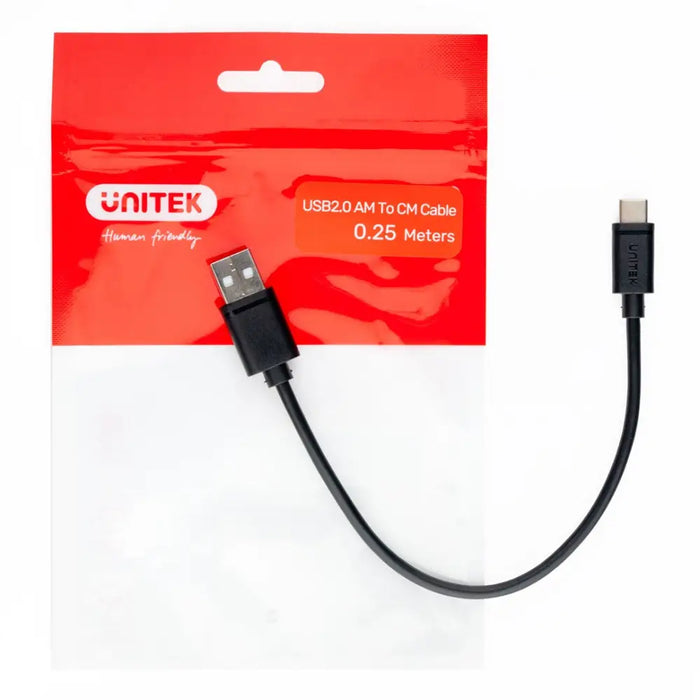UNITEK USB КАБЕЛ USB-A — USB-C 25CM Y-C480BK