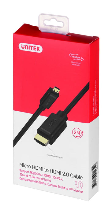 UNITEK Y-C182 HDMI 2.0, 4K60HZ, 2M кабел Черен