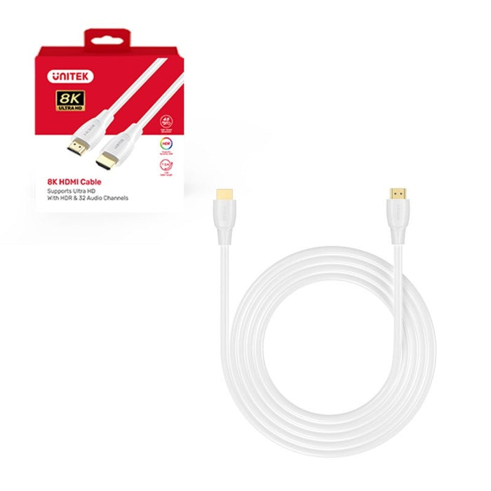 UNITEK HDMI 2.1 8K HDR кабел бял 2 м