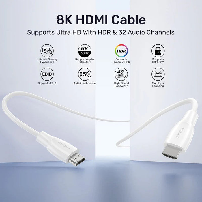 UNITEK HDMI 2.1 8K HDR кабел бял 3M