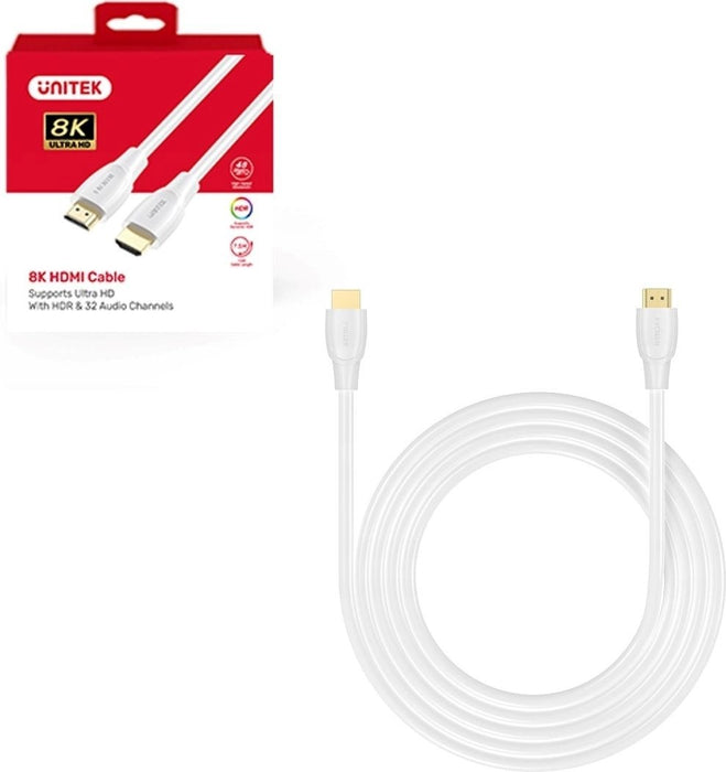 UNITEK HDMI 2.1 8K HDR кабел, бял, 5 м