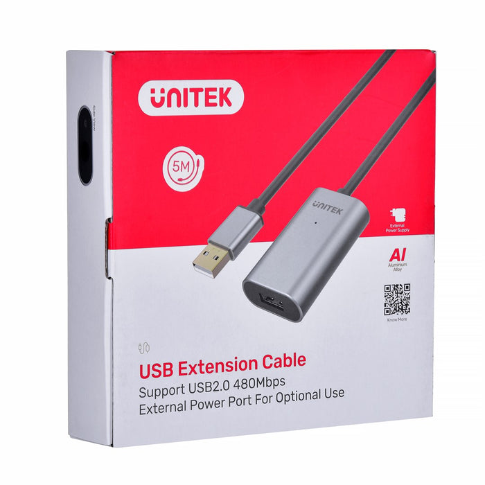UNITEK Y-271 USB кабел 5 м USB 2.0 USB A Сив