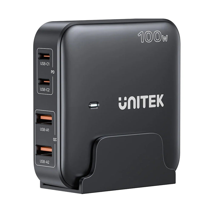 Мрежово зарядно за GaN - Unitek P1229ABK01-EU | 100W 2x USB-C 2x USB-A