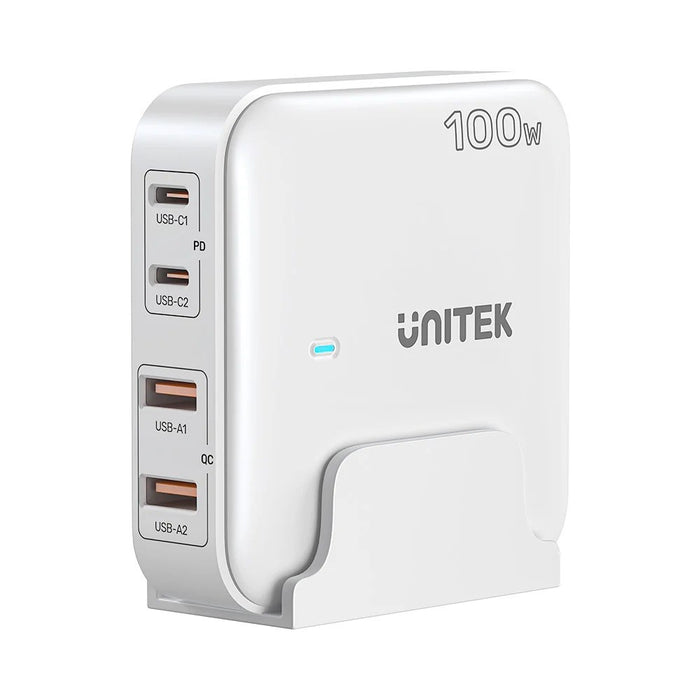 Мрежово зарядно устройство GaN - Unitek P1229AWH01-EU | 100W 2x USB-C 2x USB-A
