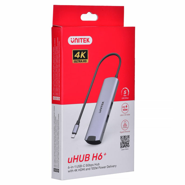 Unitek H1112F активен ХЪБ USB-C 5 Gbps, HDMI RJ-45 PD 100 W