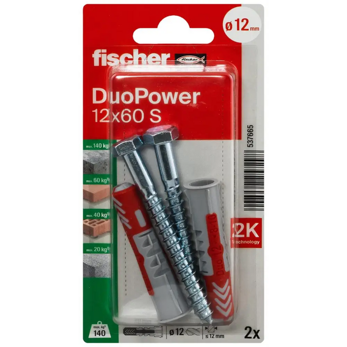УНИВЕРСАЛЕН ДЮБЕЛ DUOPOWER Ф12X60MM 2БР