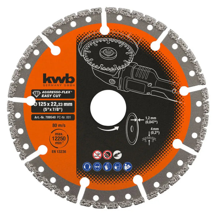 УНИВЕРСАЛЕН ДИАМАНТЕН ДИСК Ф125 ММ KWB 125x1.2x22.23