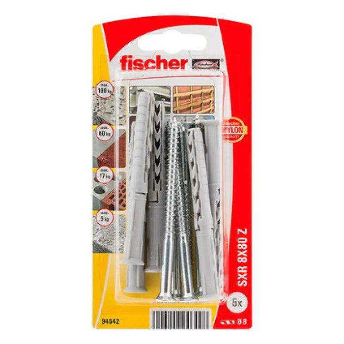 УНИВЕРСАЛЕН ДЮБЕЛ С ВИНТ Ф8Х80ММ 5 БРОЯ FISCHER SXR
