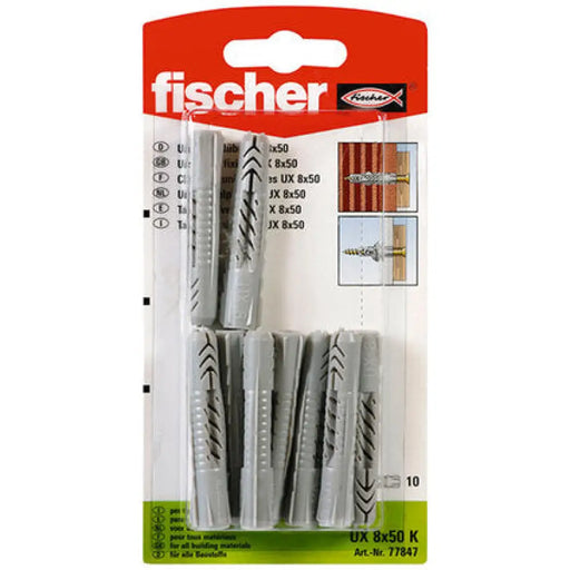 УНИВЕРСАЛЕН ДЮБЕЛ Ф8Х50ММ 10 БРОЯ FISCHER UX K