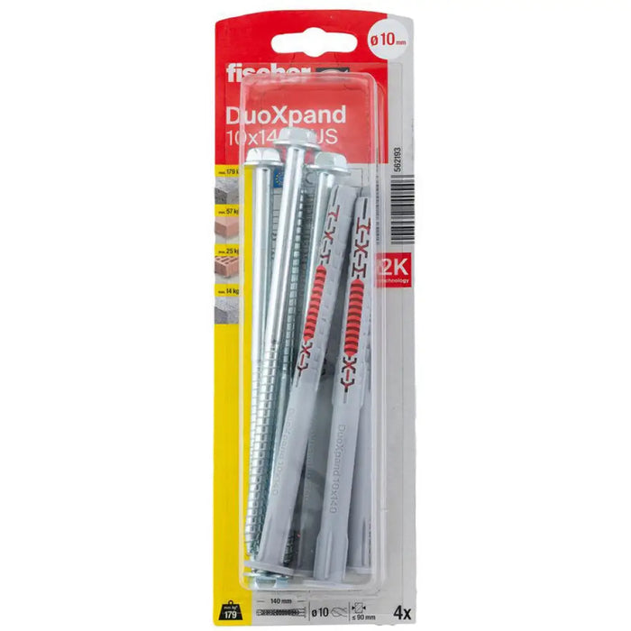 УНИВЕРСАЛЕН ДЮБЕЛ С ВИНТ 10X140 FUS K 4 БР. FISCHER DUOXPAND