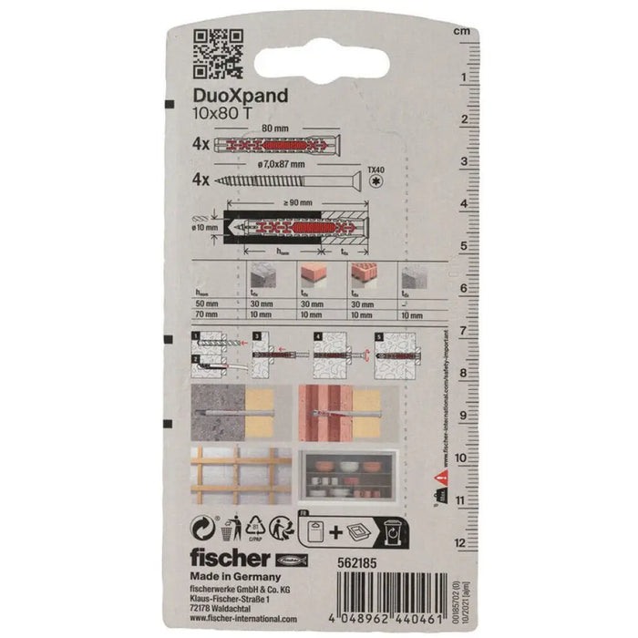 УНИВЕРСАЛЕН ДЮБЕЛ 10X80 T K 4 БР. FISCHER DUOXPAND