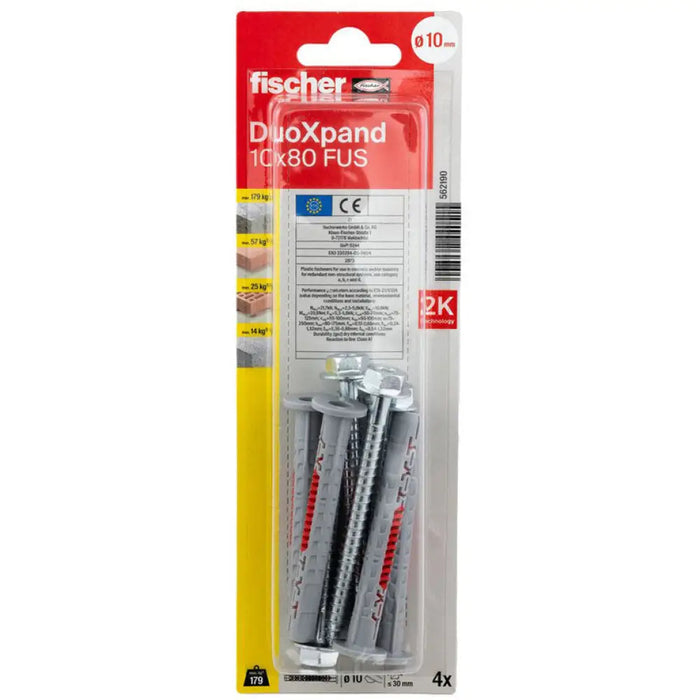 УНИВЕРСАЛЕН ДЮБЕЛ С ВИНТ 10X80 FUS K 4 БР. FISCHER DUOXPAND