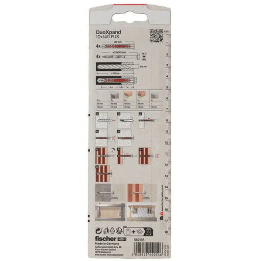 УНИВЕРСАЛЕН ДЮБЕЛ С ВИНТ 10X140 FUS K 4 БР. FISCHER DUOXPAND