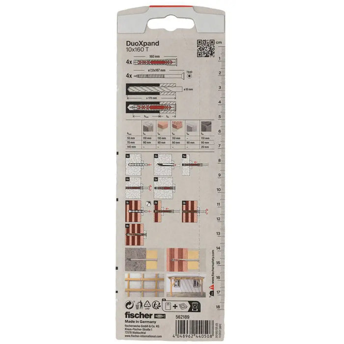 УНИВЕРСАЛЕН ДЮБЕЛ 10X160 T K 4 БР. FISCHER DUOXPAND