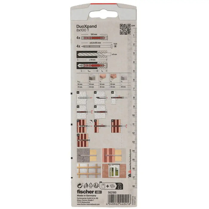 УНИВЕРСАЛЕН ДЮБЕЛ С ВИНТ 8X100 T K 4 БР. FISCHER DUOXPAND