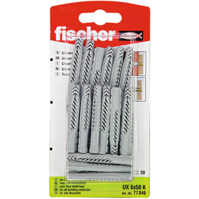 УНИВЕРСАЛЕН ДЮБЕЛ Ф6Х50ММ 20 БРОЯ FISCHER UX K