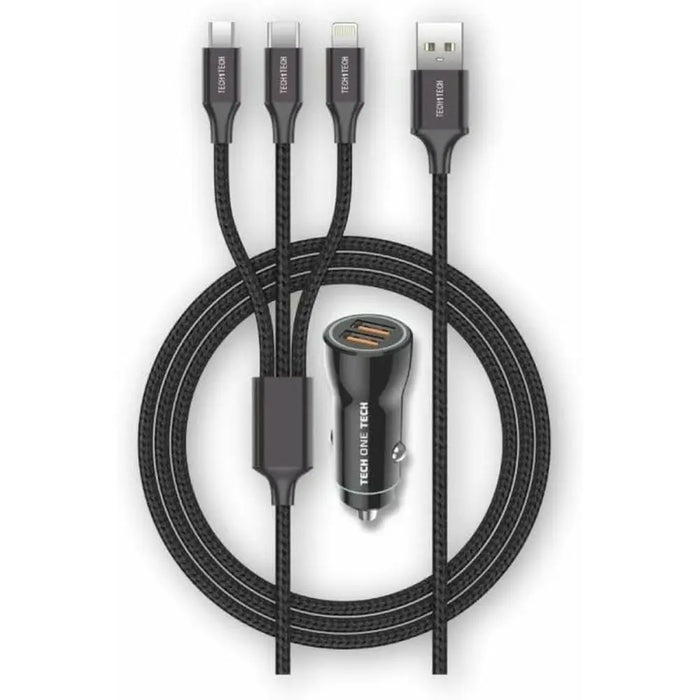 Универсално USB зарядно за кола + кабел Tech One Tech Двоен