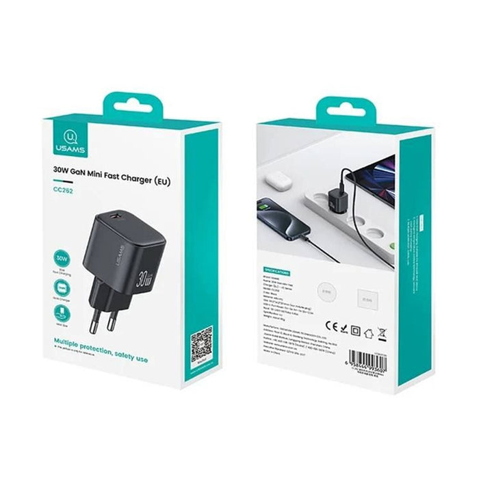 ЗАРЯДНО 220V USAMS 30W USB-C BLACK CC262