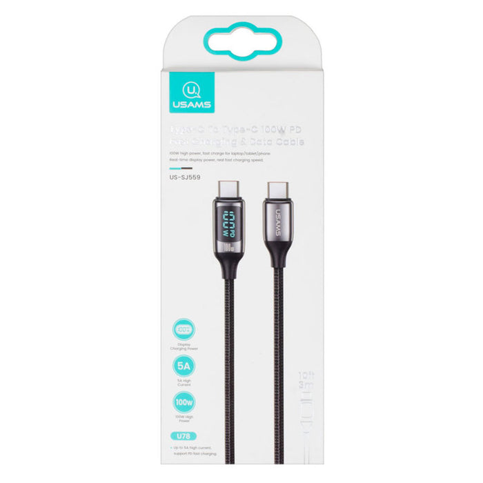 КАБЕЛ USAMS U78 SJ559 TYPE-C 3М 100W BK