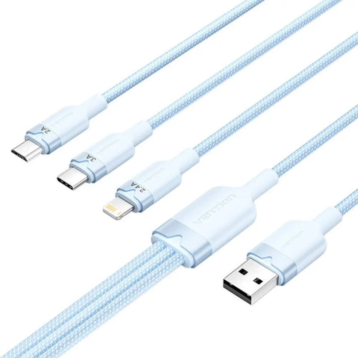 USB 2.0 A към 3в1 3A кабел Vention CTPLG 1.5M (син)