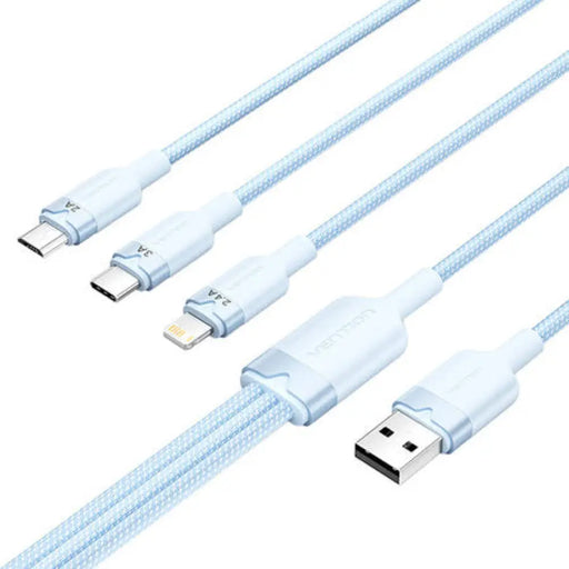 USB 2.0 A към 3в1 3A кабел Vention CTPLG 1.5M (син)