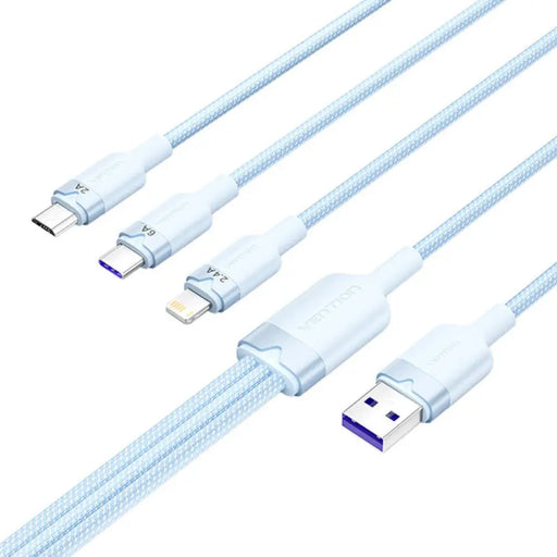 USB 2.0 A към 3-в-1 6A кабел Vention CTRLG 1.5M (син)